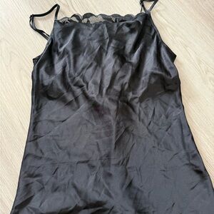 La Vie En Rose Black Satin Chemise